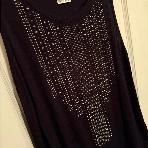 Vocal Black Sleeveless Top with Studded Design - Picture 2 of 2